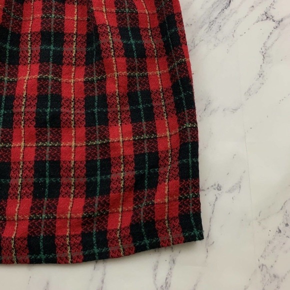 Ms Choice Womens Vintage Pencil Skirt Size 8 Red Black Plaid Woven 90s Pull On - Picture 3 of 9